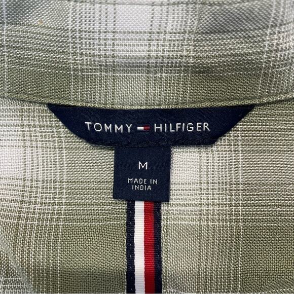Tommy Hilfiger Plaid Blouse Size Medium vneck tunic green white long sleeve - Picture 4 of 7